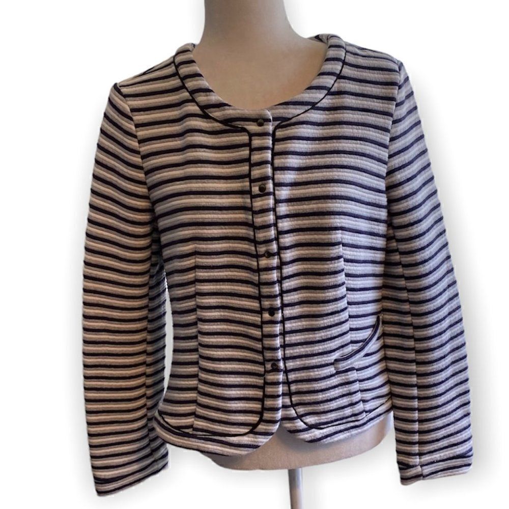 Isani for Target Black Gray Striped Knit Blend Cardigan Sweater SZ M